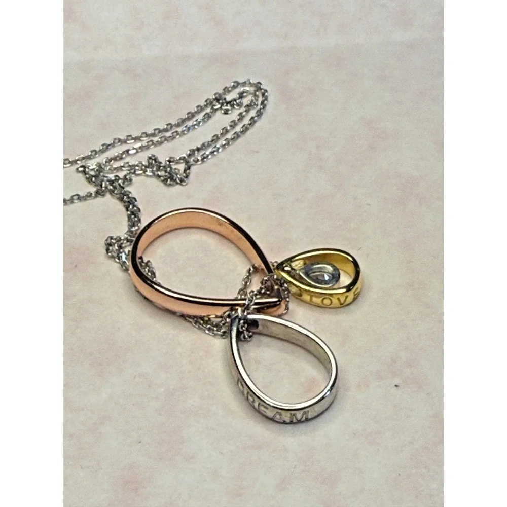 J. Rosee 925 Gold Over Sterling Teardrop Necklace Dream Love Happiness 16 in
